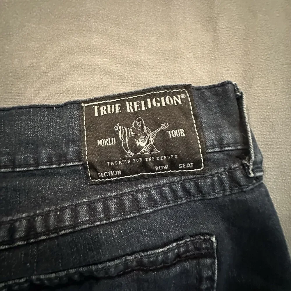 True Religion Geno Relaxed Slim Jeans Mens 38 Blue Dark Wash Stretch (38x31)